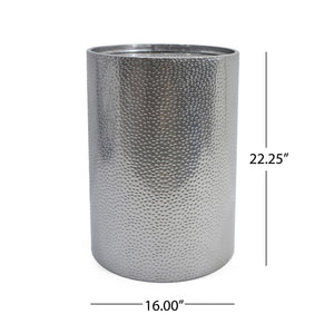 Modern Round Accent Table With Hammered Surface