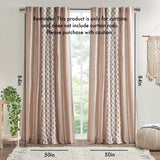 Cotton printed curtain panel with chenille stripe and lining
