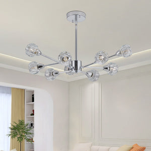28" Modern Crystal Chandelier with 9 Lights - Chrome