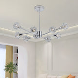 28' Modern Crystal Chandelier with 9 Lights - Chrome Finish