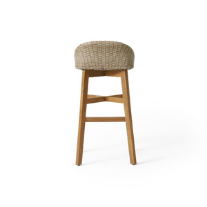 Beeson - Outdoor Wicker And Acacia Wood Barstools Set, Water Resistant - Brown