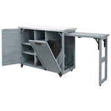 K&K 78.3' Outdoor Kitchen Island with Foldable Grill Table