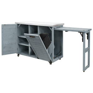 K&K 78.3' Outdoor Kitchen Island with Foldable Grill Table