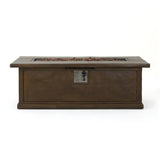 Transitional Rectangular Outdoor Propane Fire Pit with 50,000 BTU