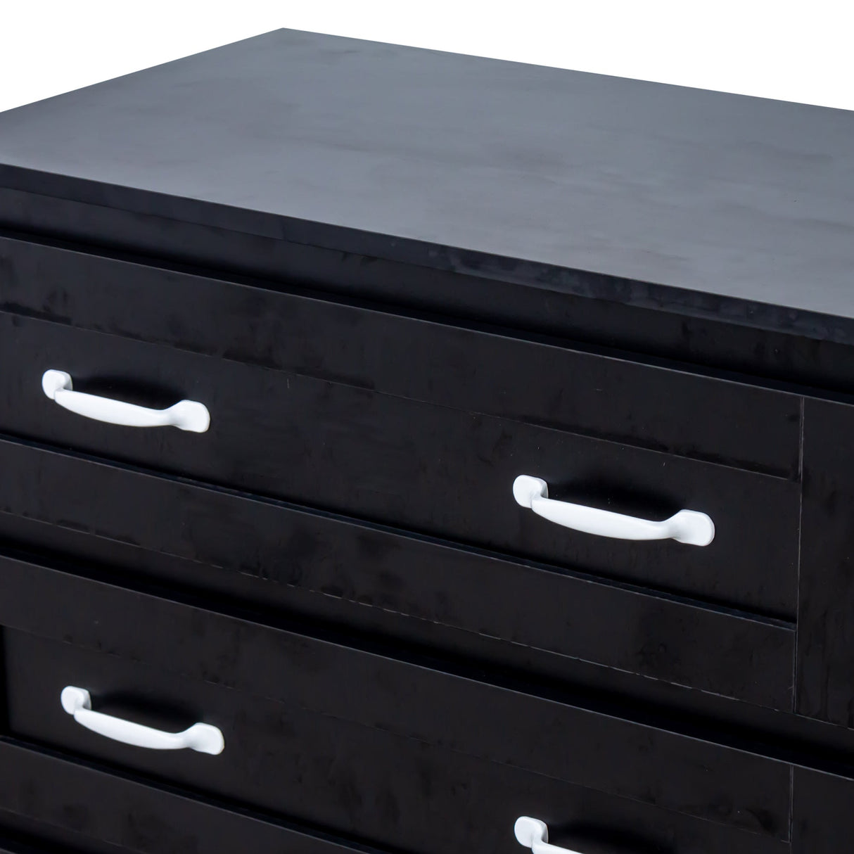 Modern Black Side Cabinet with 6 Drawers