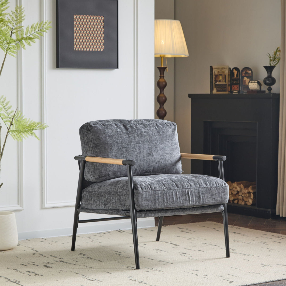 Modern Accent Chair With Cushions, Cozy Seating
