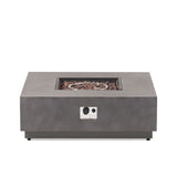 Modern Square Iron Fire Pit 50,000 BTU Stone Gray 39-Inch