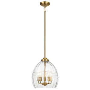 Zen Five Pendant Chain Hanging Light with Clear Glass - Satin
