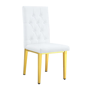 Vintage Style Armless Dining Chairs Set With Grid And Buckle Design
