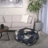 Hazel Large Square Pouf With Flower Print