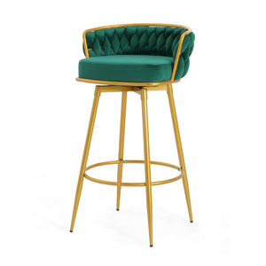 Modern Low Back Upholstered Counter Height Bar Stools (Set of 2)