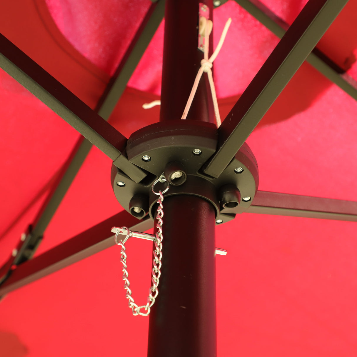 15x9ft Large Double-Sided Rectangular Outdoor Patio Umbrella with Light and Base - Red