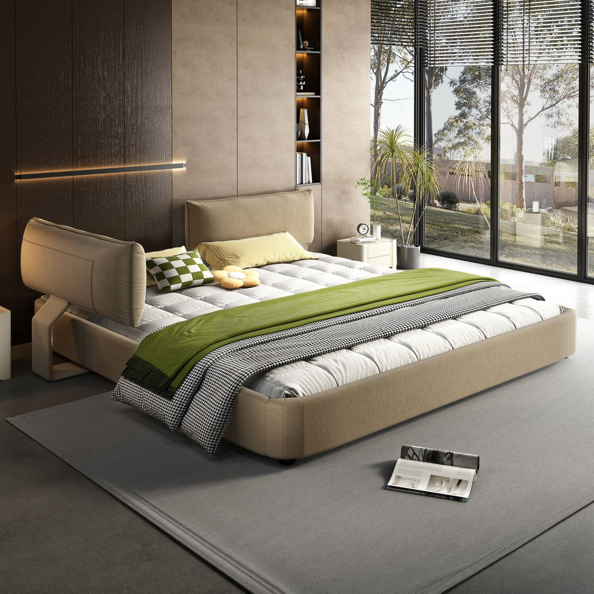 Cloud Bed Frame With Oversized Padded Movable Headboard