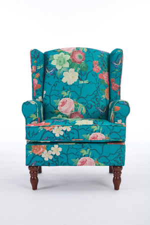 Modern Accent Chair with Retro Wood Legs - Floral