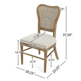 Wood and Woven Cane Dining Chairs, Set of 2