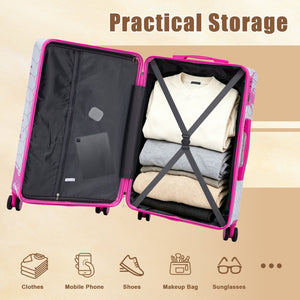 3-Piece Spinner Wheel Luggage Set (20"/24"/28") in Pink