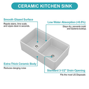 Double Bowl Sink Workstation - White
