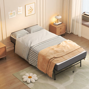 Twin Folding Bed With Adjustable Headboard, Memory Foam Mattress