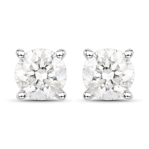 0.80 Carat Genuine White Diamond 14K White Gold Earrings