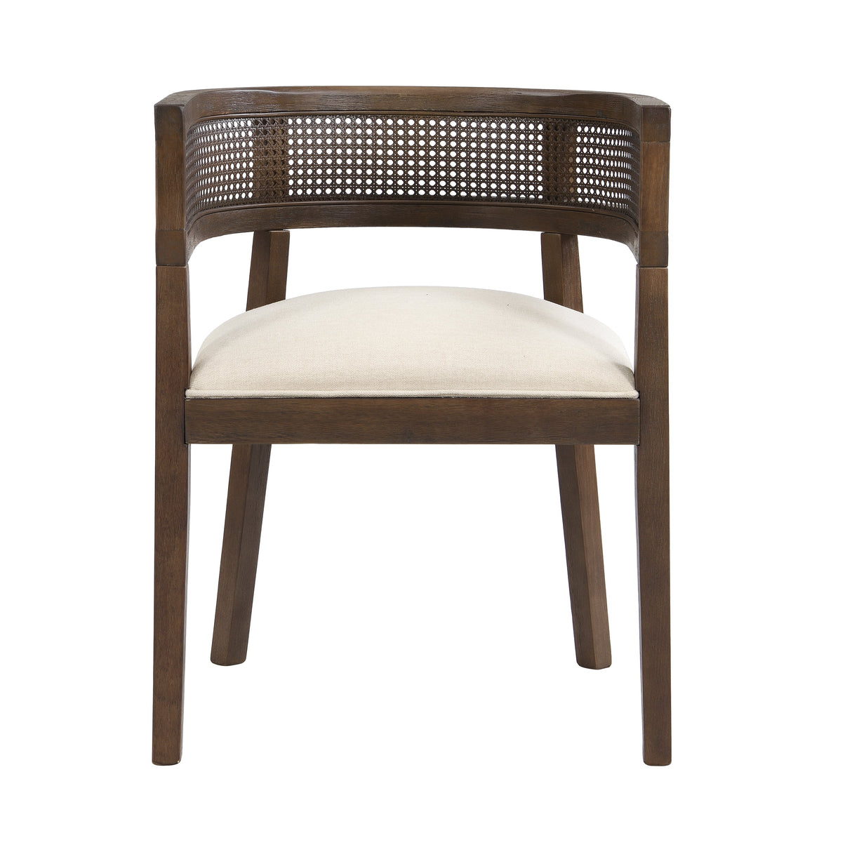 Barrel Dining Chair with Rattan Back, Set of 2