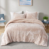Full/Queen Crushed Velvet Sherpa Reversible Comforter Set