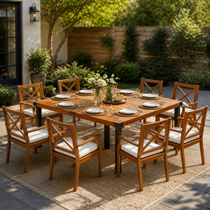 9-Piece Acacia Wood Outdoor Patio Dining Set