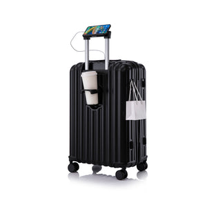 20" / 24" / 28" 3 Pieces / Set Spinner Wheel Luggage, Carry On Suitcase, With Cup Holder & USB Port & Phone Holder