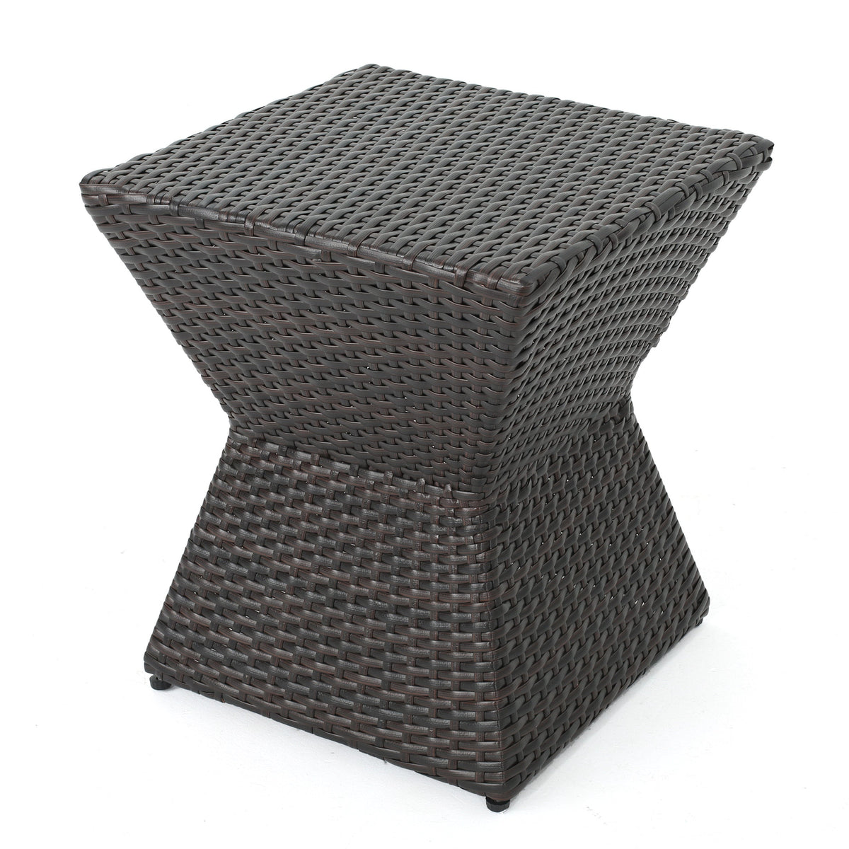 Calhoun 16 Outdoor Wicker End Table with Weather-Resistant Wicker - Brown