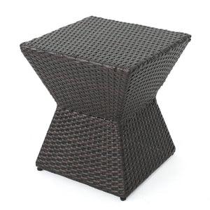 Calhoun 16 Outdoor Wicker End Table with Weather-Resistant Wicker - Brown