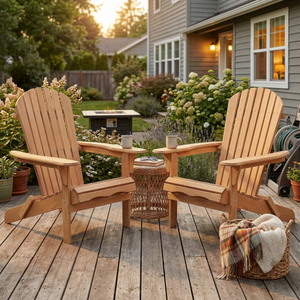 Wooden Outdoor Folding Adirondack Chair Set of 2