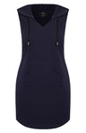 City Chic Navy Sleeveless Stretch Cotton Hoodie Dress