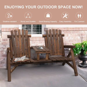 Outsunny 2-Seat Wooden Adirondack Chair