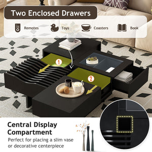 Unique Square Coffee Table With 3 Drawers