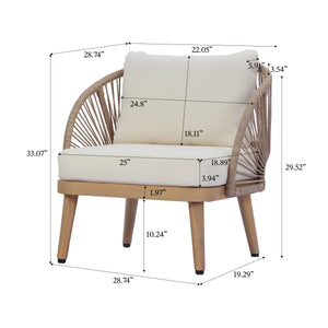 Acacia Wood Outdoor Club Chair, Curved Tub Design Patio Chair
