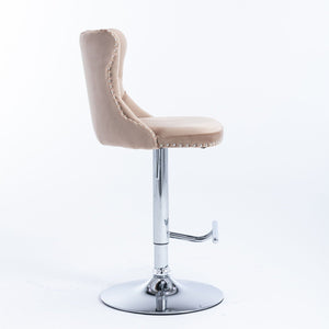 Swivel Barstools Adjusatble Seat Height From 25-33", Modern Upholstered Base Bar Stools With Backs Comfortable Tufted For Home Pub And Kitchen Island (Set of 2)
