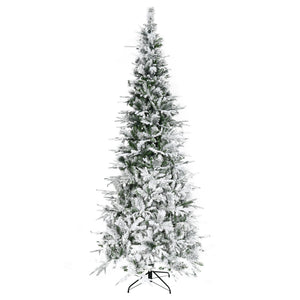 HOMCOM 9' Unlit Snow Flocked Pine Artificial Christmas Tree