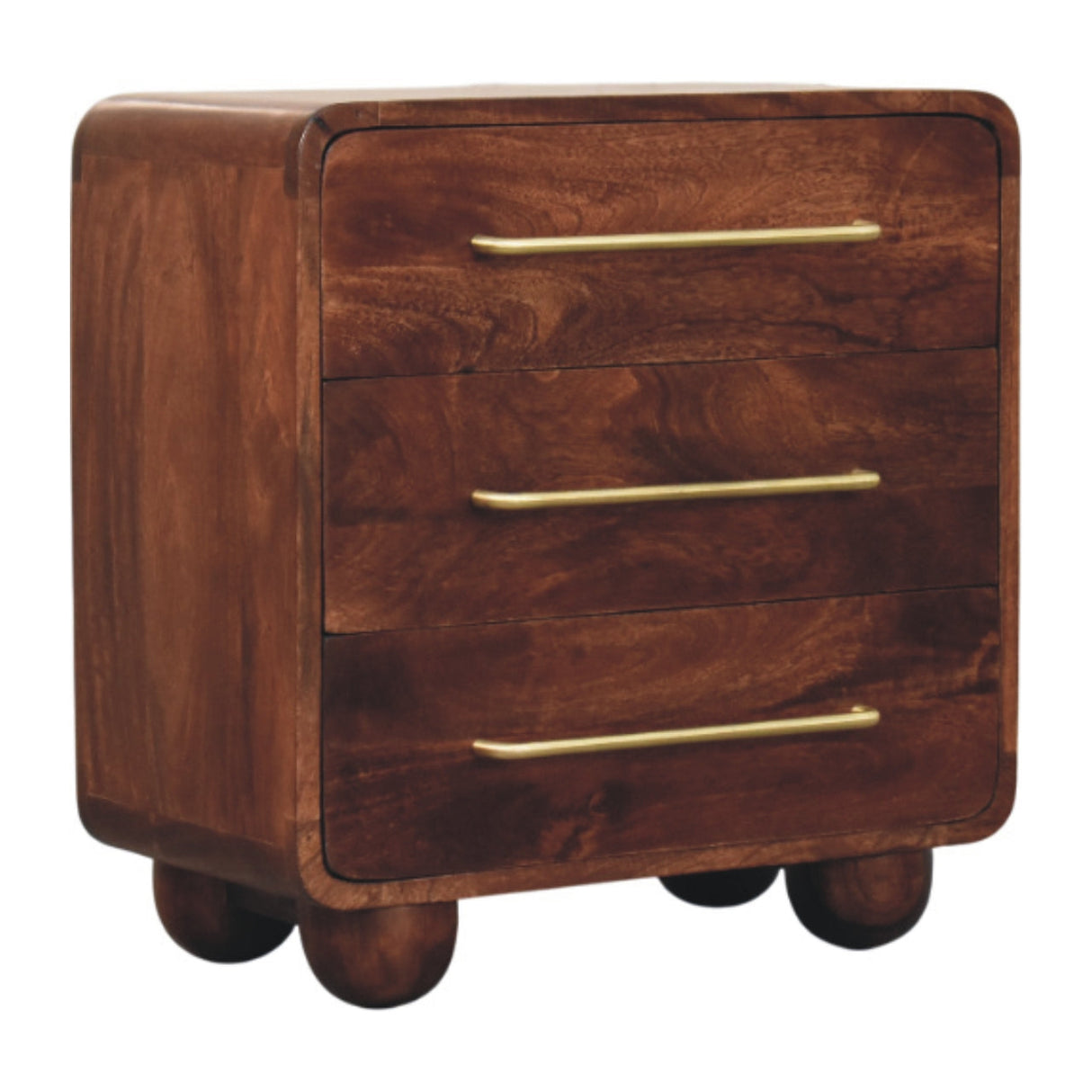 Solid Wood 3-Drawer Rounded Chest