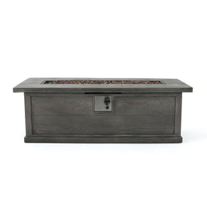 Transitional Rectangular Outdoor Propane Fire Pit With 50, 000 Btu