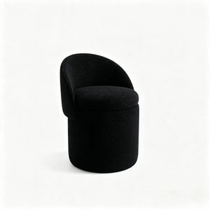Upholstered Makeup Stool with Storage and Foldable Backrest