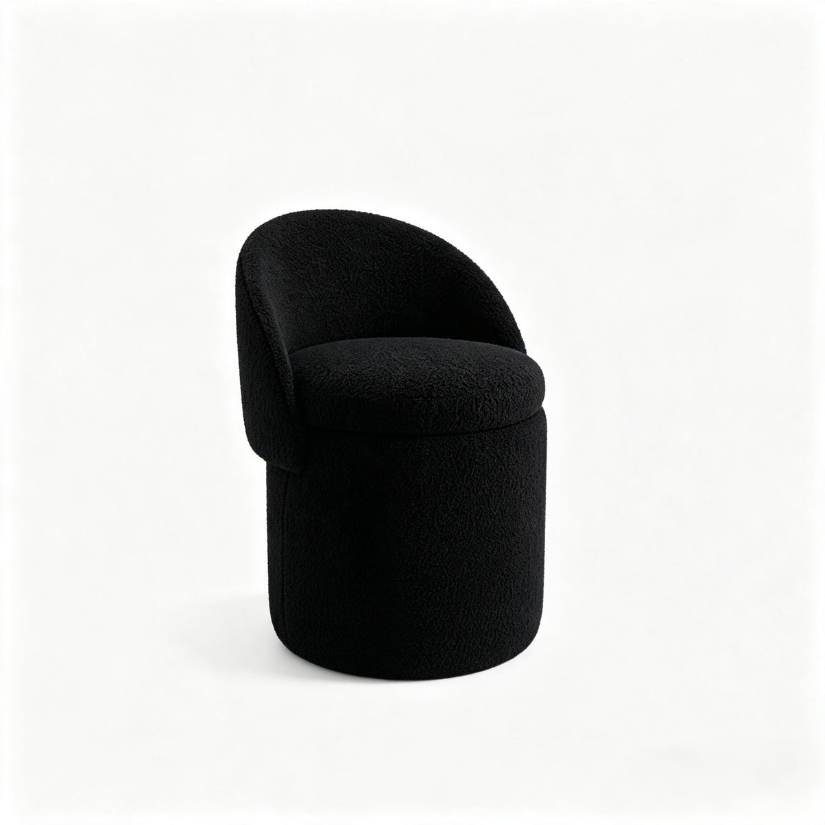 Upholstered Makeup Stool with Storage and Foldable Backrest