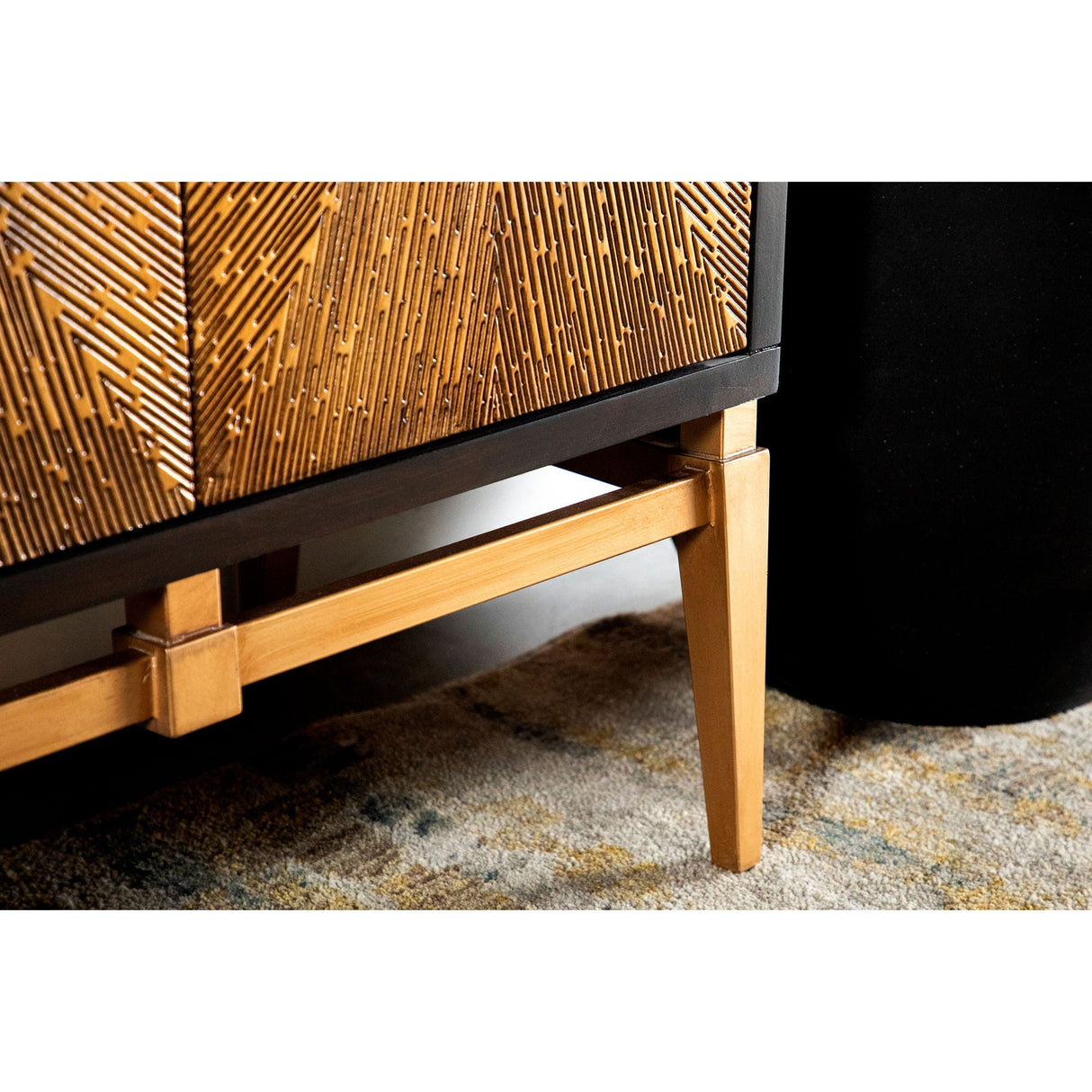 Capri - 4 Door Accent Cabinet - Brown / Gold
