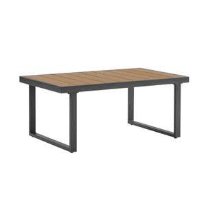 4-Piece Outdoor Metal Patio Furniture Set with Cushion - Grey & Natural