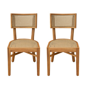 Netro Acacia Wood Dining Chair with Light Brown Wicker