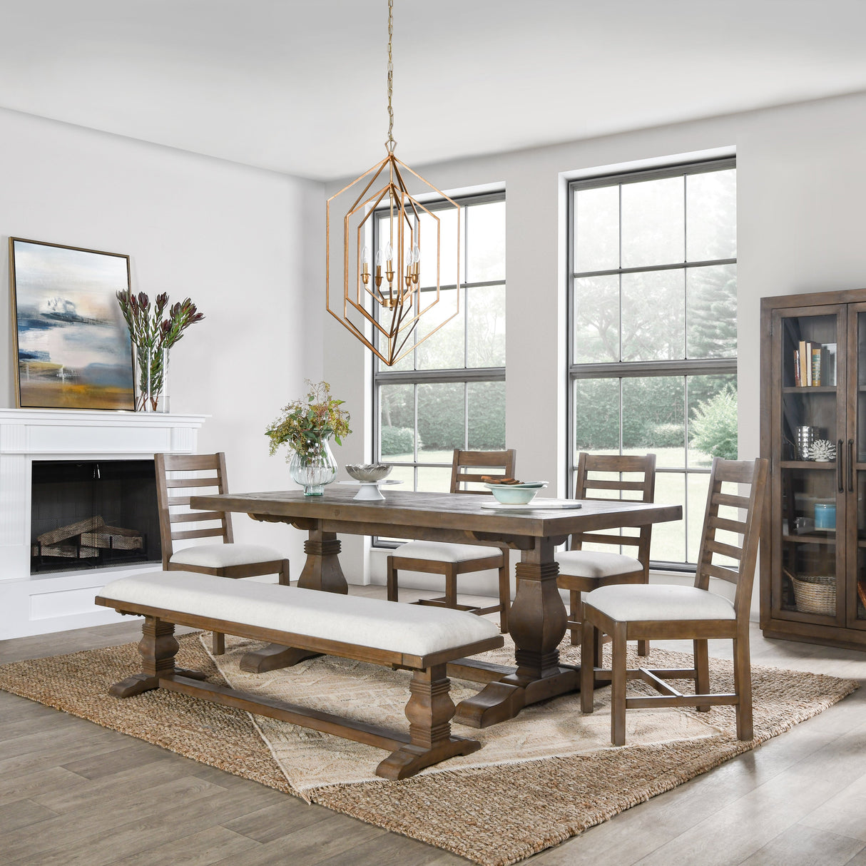 Auraeons Rectangular Dining Table with Trestle Base