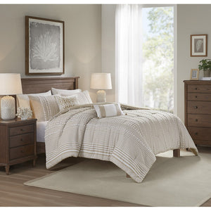 King 3 Piece Cotton Yarn Dyed Comforter Set