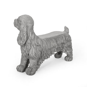 Charming Cocker Spaniel Dog Statue Bench Gray Magnesium Oxide 31.25'