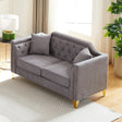 61.5'-Mid-century-design-modern-sofa,Chenille-Pull-Buckle-Design-Sofas-&-Sectionals
