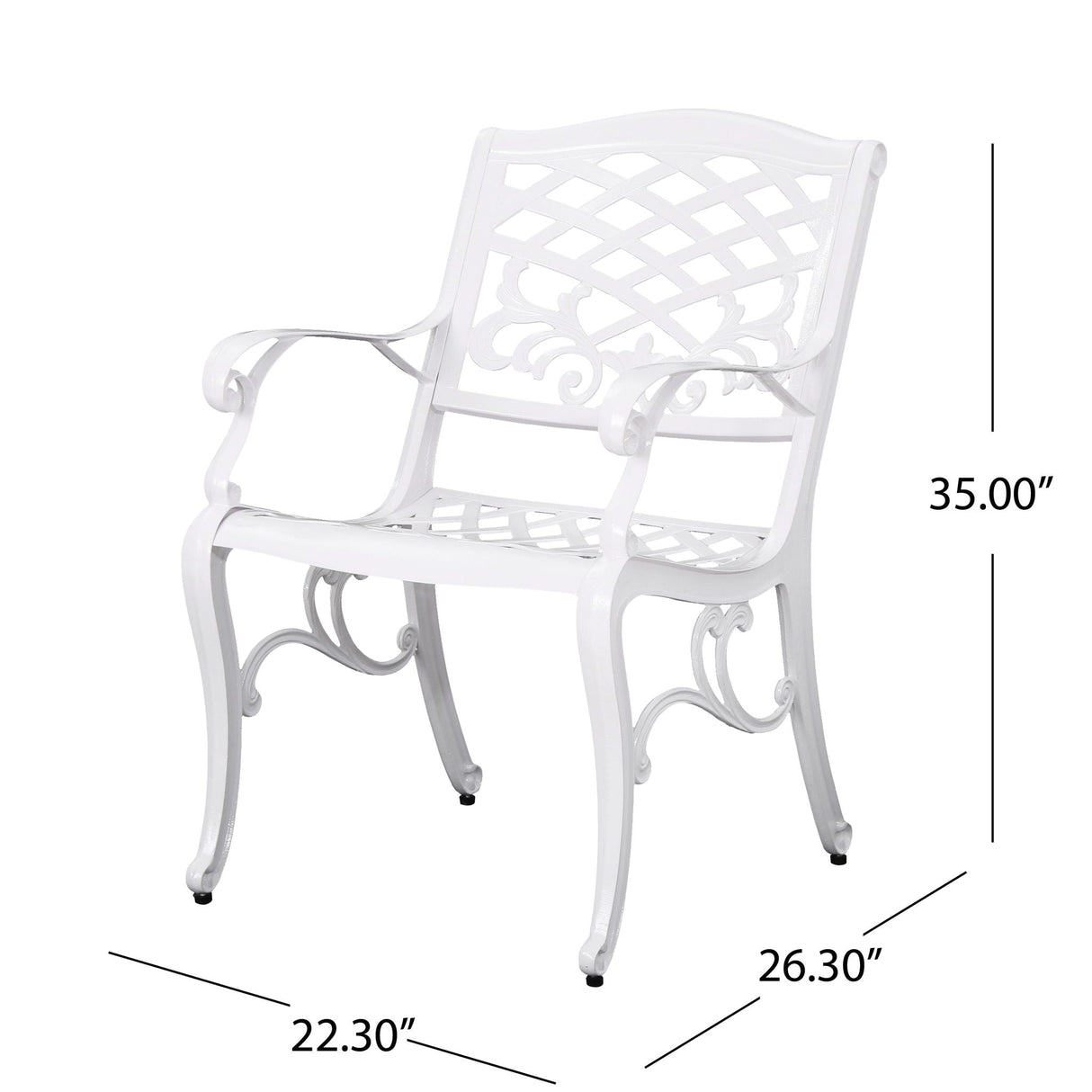 Unravel Outdoor Arm Chair With Scroll Design And Floral Accents (Set of 2) - White