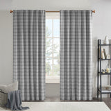 Plaid rod pocket and back tab curtain panel with fleece lining