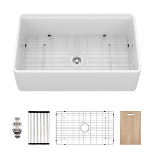 Single Bowl Kitchen Sink Workstation with Accessories - White